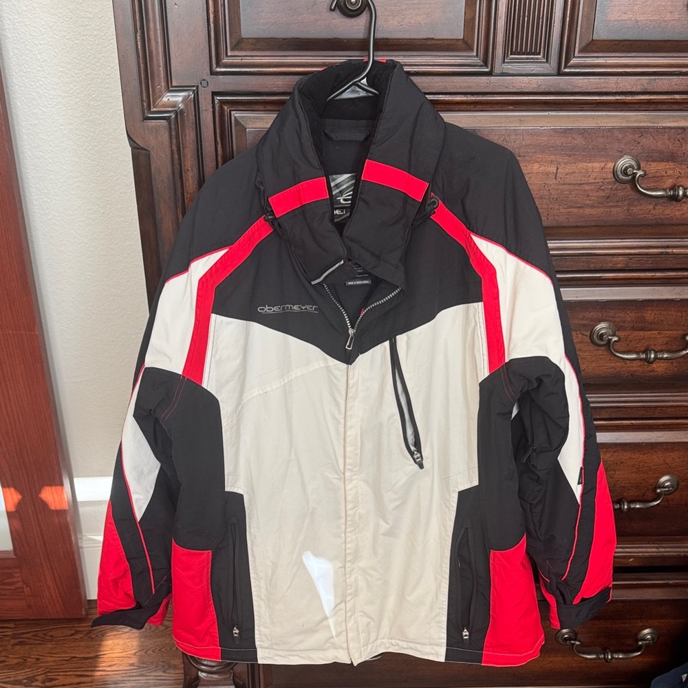 Obermeyer Black, Red, and White Ski Jacket